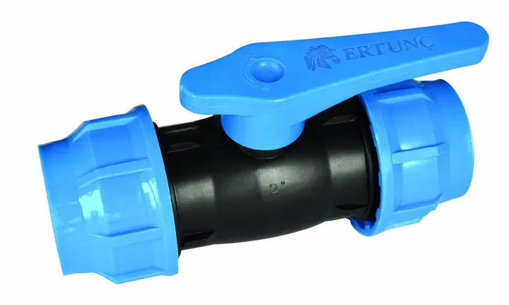 Blue compression ball valve