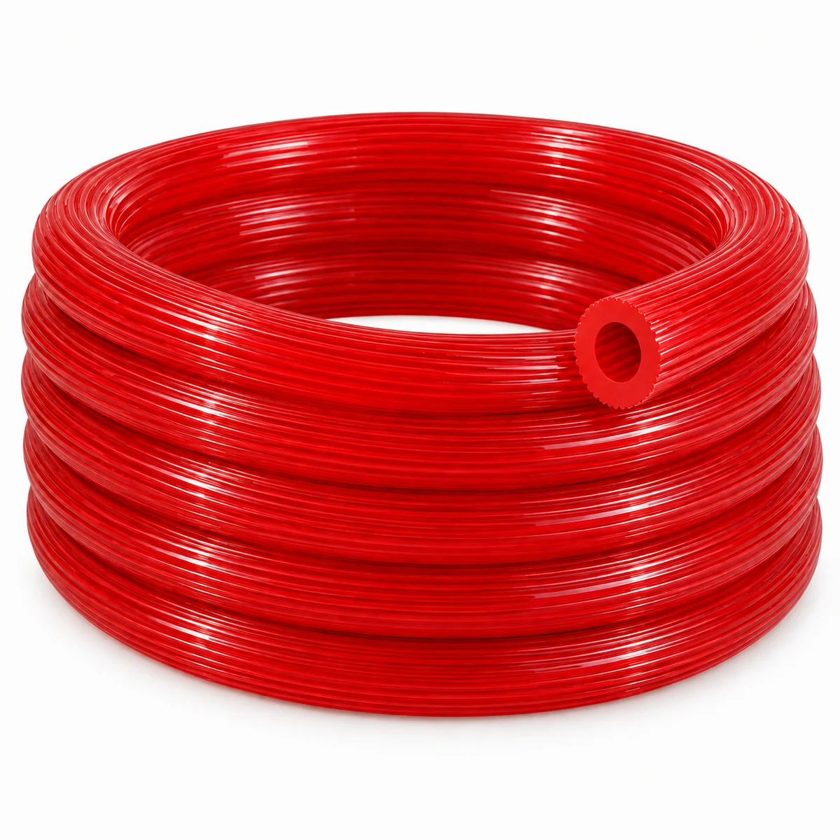Super Soft Hose — red coil with longitudinal ribs